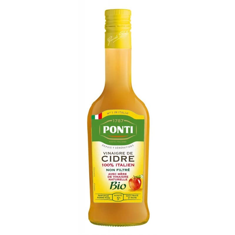 PONTI - Vinaigre De Cidre Bio Non Filtré Avec Mère Du Vinaigre 500Ml - Deux Articles