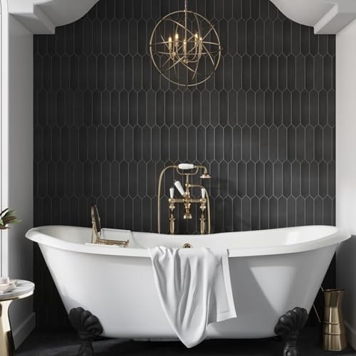 Matte Black Ceramic Picket Tile 2" x 10" – 44-Pack