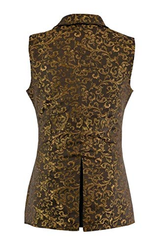Darkrock Men's Double Breasted Governor Vest Waistcoat VTG Brocade Gothic Steampunk/Brocade Gold (5XL, Brocade Gold)2