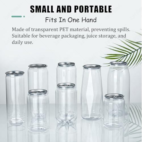 LwiftGal 200 Leere 55-mm-Kunststoffflaschen für Dosenverschließmaschinen, PET-Getränkedosen mit Deckel, 250/330/500/650/700/900-ml-Saft- und Smoothiebehälter 330ml