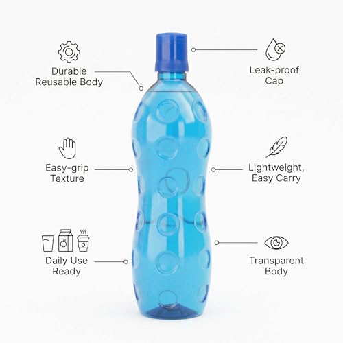 Image of RED WIND Unbreakable 1 Litre Pastel Water Bottles | Pack of 3 | Multicolor | Leakproof Screw Cap | BPA-Free | Bottles for Fridge, Gym, Home, Office, School and Travel