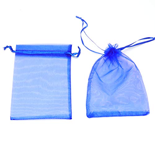 Image of Dealglad 50pcs Drawstring Organza Jewelry Candy Pouch Christmas Wedding Party Favor Gift Bags (7x9 inch, Royal Blue)