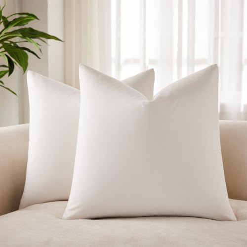 JUSPURBET 26x26 Euro Velvet Throw Pillow Covers Set of 2,Cream White