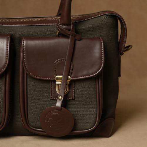 Image of Theater Miss Granger Structured Satchel Bag for Women | Canvas & Faux Leather Handbag with Fixed Top Handles & Detachable Crossbody Strap | Front Flap Buckle Pockets | Elegant Everyday Shoulder Bag