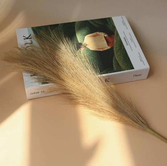 Image of SATYAM KRAFT 48 Pcs Faux Pampas Grass Small Artificial Flowers | Fake Flower for Vase Decoration, Home Decor, Office, Bedroom, Table, Balcony, Corner Styling and Craft Items Corner (48, Brown)