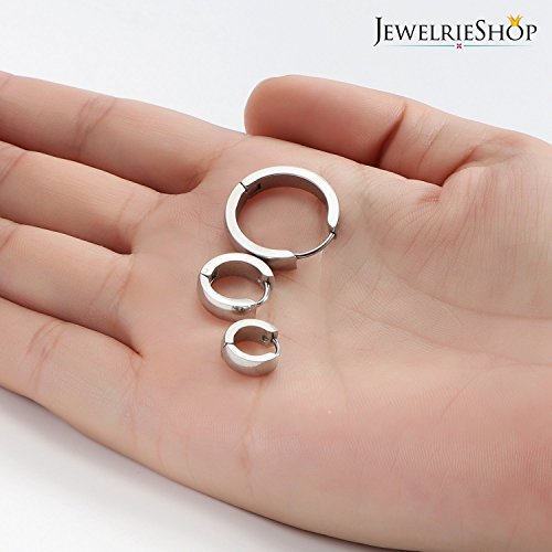 JewelrieShop Hoop Earrings Set Gold Surgical huggie Earrings, Hypoallergenic Huggie Ear Piercings Endless Huggie Hoop Earrings for Men Earrings (Gold, Black, Stainless Steel Hoop Earrings)4