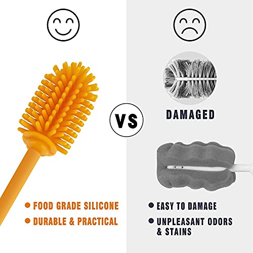 Image of Silicone Bottle Cleaning Brush with Long Handle,12.5 inch Water Bottle Cleaner for Baby Bottles, Hydro Flask, Sports Bottle, Vase, Glassware, Perfect for Smaller Diameter Bottle Openings (One Pack)