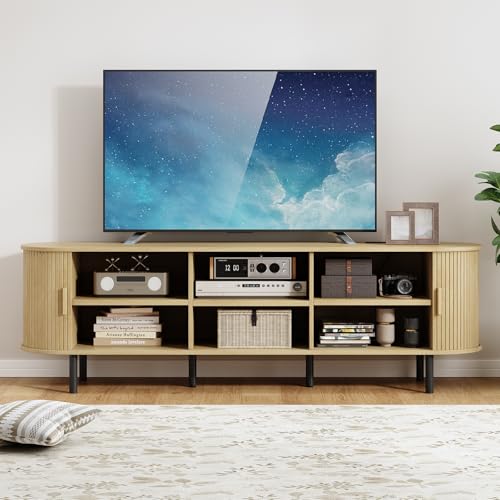 Image of ComfyCorner 70.8 inch Mid Century Modern TV Stand with Sliding Doors for 65 inch TV
