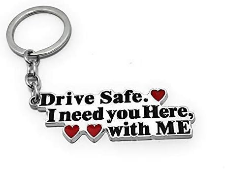 Techpro Drive Safe I Need You Here, with Me Leather Keychain and Key ring, Bike & Car Key Chain