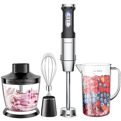 Elechomes 4-in-1 Hand Immersion Blender with 800W Powerful Motor, 304 Stainless Steel Stick
