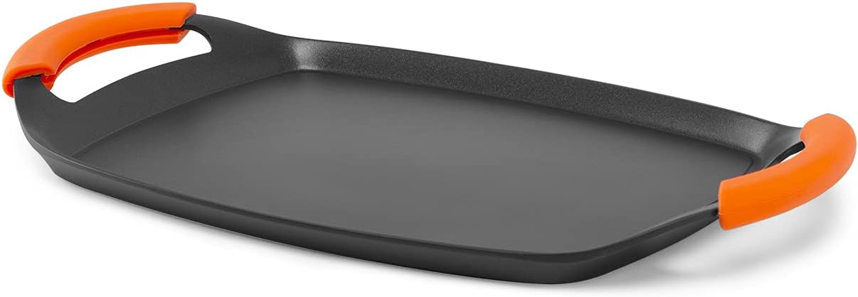 Orbegozo GDB 3600 Cast Iron Griddle, Non-Stick Coating, Stone Finish, Dishwasher Safe, Rubber Handles