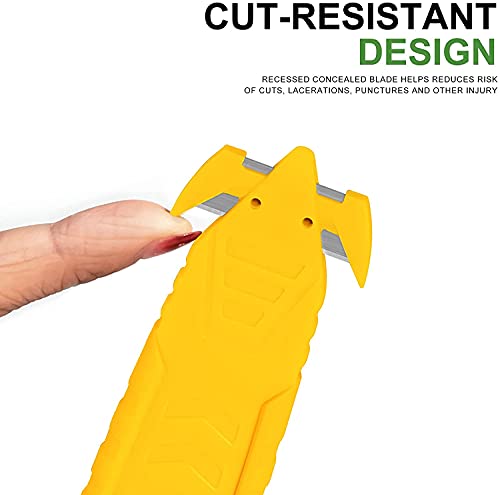 Image of 50 Pcs Safety Box Cutter T TOVIA Knife of Double-sided Recessed Concealed Blade, Cutter Stainless Steel Package Opener