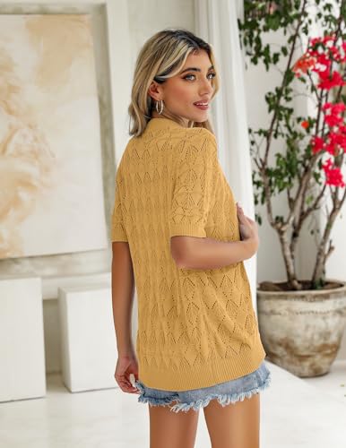 Image of Zeagoo Women's Short Sleeve 2026 Summer Crochet Cropped Cardigan V Neck Button up Bolero Shrug Sweater