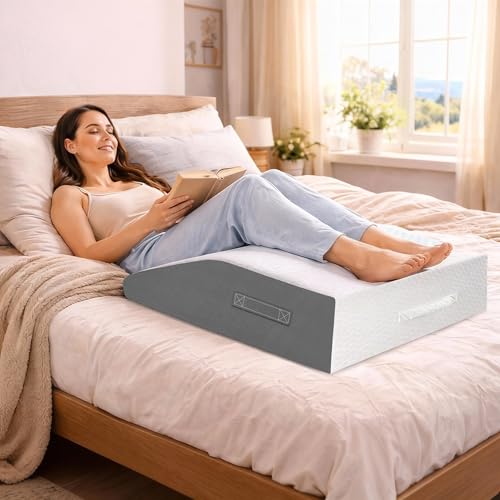 Image of 10 inch Leg Elevation Pillow, Memory Foam Wedge Pillow for Leg & Knee Support | Knee, Hip & Ankle Support. Elevates Legs For Comfortable Sleeping, Resting, And Recovery With A Supportive Wedge Shape.