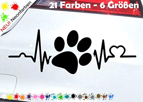 generisch Herzschlag Pfote Hunde Aufkleber Sticker Retriever Labrador Love Terrier Mops in 6 Größen und 21 Farben