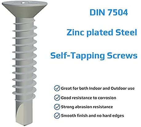 Metal Screws Self Tapping Phillips Countersunk Flat Head Self Drilling Screws (Pack of 100) Zinc Plated for Metal Sheets/Roofing Windows Fastening Self-Tapping Self-Drilling DIN7504 P (4.2mm x 16mm) - Image 3
