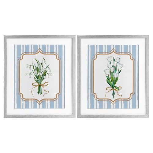 Impressions encadrées fleurs blanches Stupell Industries cadre sous verre