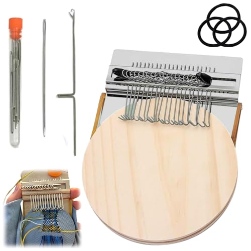 Genérico Knit Patch Looms Kit, mini portátil Patch Darning Looms Kit, Wooden Quickly Sewing Reparair Patchwork Weaving Tool Set for Beginners, Small DIY Weaving Art Craft (21 Hooks)