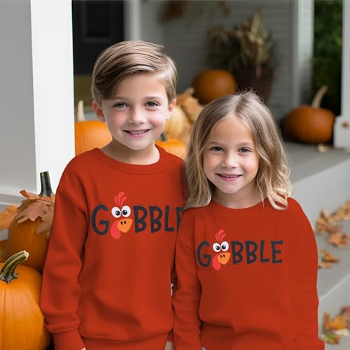 Boy Girl Thanksgiving Outfits Kid Gobble Turkey Graphic Sweatshirt Shirt Casual Crewneck Pullover Long Sleeve Top2