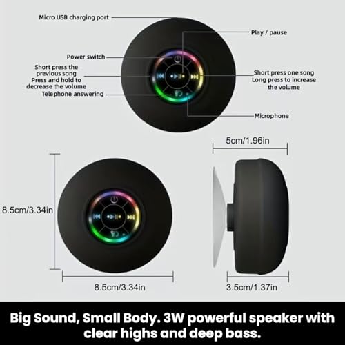 Luzsco Waterproof Bluetooth Shower Speaker with LED の商品画像 3