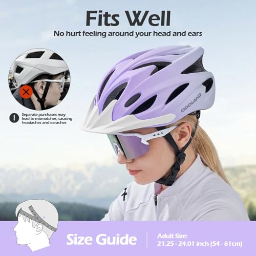 Image of Odoland Adult Bike Helmet with Cycling Sunglasses Set for Men & Women | Safety Certified Bicycle Helmet, UV Protection Glasses, Adjustable Dial for Mountain, Urban, Skating, Road, City Commuting