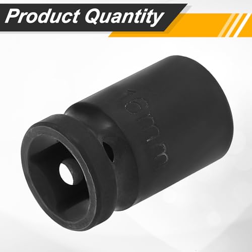 Image of HARFINGTON 1 /2 inch Drive x 16mm Shallow Impact Socket 12-Point Metric CR-V Steel Spindle Nut Impact Flip Sleeve for Home Auto Nuts Bolts Repair