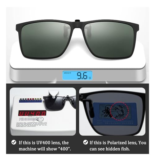 Image of Polarized Flip Up Clip On Sunglasses over Prescription Glasses for Men Women TR90 Frame Spring Clips