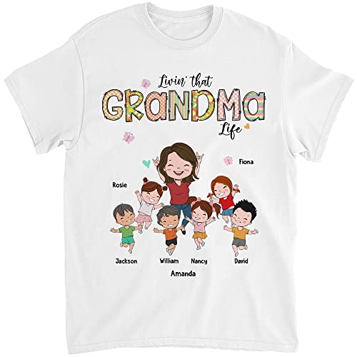 Gossby Personalized Grandma T-Shirts - Custom Gifts for Grandma Birthday, Mothers Day from Grandchildren with Names - 7 Sizes