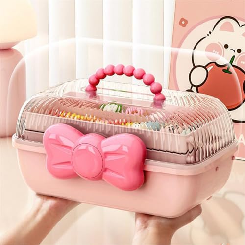 UEncounter Organizador de acessórios de cabelo infantil de 3 camadas com trava de laço, linda caixa