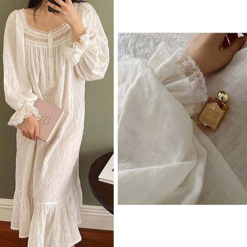 Womens' Cotton Nightgown Vintage Sleepwear Casual Housedress Nighty Pajamas Princess Loungedress3