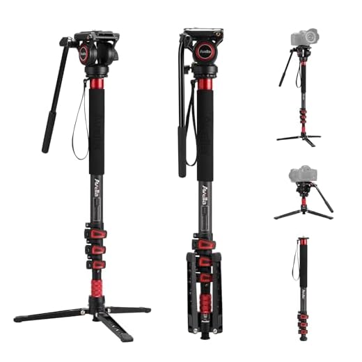 Avella CD324 Carbon Fiber Video Monopod Kit, with Fluid Head and Removable feet, 71 Inch Max Load 13.2 LB for DSLR and Video Camera