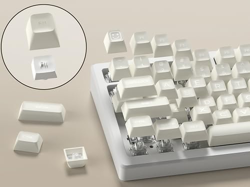 dagaladoo SA Profile Keyboard keycaps 75 Percent 140 Keys White Jade Double Shot PBT keycaps - Compatible with Mechanical Gaming Keyboard Translucent Design, Supporting RGB backlighting