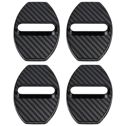 Be In Your Mind 4Pcs Car Stainless Steel Door Lock Buckle Cover Door Lock Protection Cover Compatible with Audi TT Mk1 Mk2 Mk3 Carbon Fiber Pattern 70x50mm