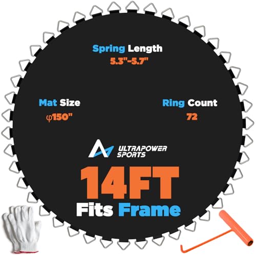Ultrapower Sports Trampoline Mat Replacement 14FT Trampoline Replacement Mat 14 FT 72 Rings Jumping Mat for 72 Springs 5.3