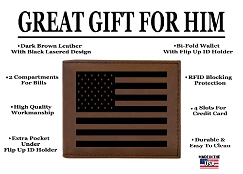 Rogue River Tactical USA American Flag Men's Leather Bifold Wallet RFID Gift For Him Dad Father United States Billfold Patriotic2