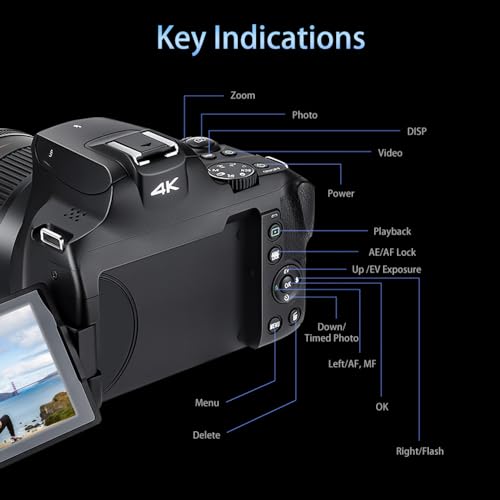 ACAGALA G700 Câmera digital 4K WiFi Câmera de vídeo digital Filmadora 64MP Tela IPS de 3,0 polegadas