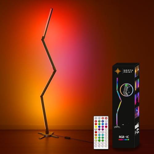 Northpoint RGB LED Stehlampe – Faltbares Design Digitale LEDs Stehleuchte Wandleuchte 178 cm hoch Musik- & Farbeffekte Fernbedienung Moderne Ambientebeleuchtung für Wohnzimmer Gaming & Schlafzimmer