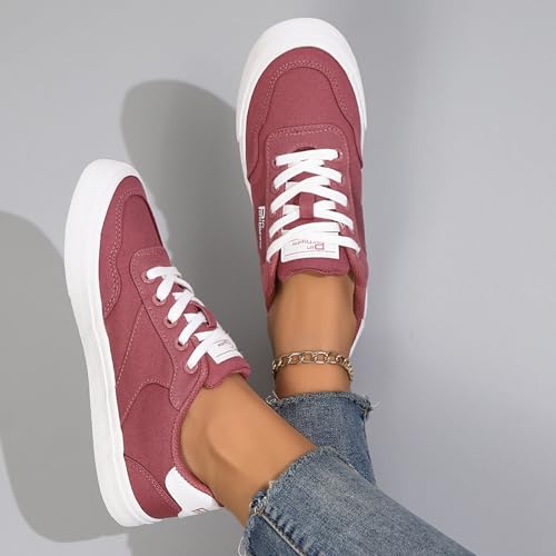 Womens Canvas Sneakers Lace Up Canvas Loafers Casual Non Slip Walking Shoes Classic Simple Flat Fashion Sneakers3