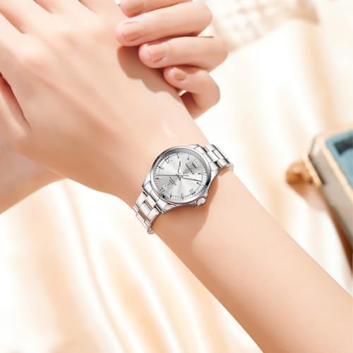 OLEVS Watch Women Silver Watches for Women Stainless Steel Waterproof Dress Woman Watch Quartz Fancy Dainty Elegant Luxury Fashion Luminous Ladies Watches for Small Wrist Reloj para Mujer — view 3