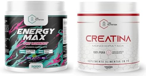 Kit Pré-Treino Energy Max 300MG Cafeína Pre Workout + Creatina 15...