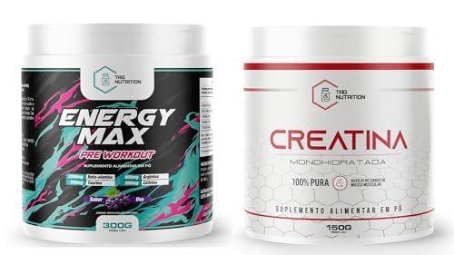 Kit Pré-Treino Energy Max 300MG Cafeína Pre Workout + Creatina 15...