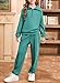 blibean Tween Girls Sweatshirt Half Sweat Pants Sets Kids Girl Athletic Jogger Jogging Suits Collar Pullover Outfits Fall Fashion Clothes Pullover Tops Size 8-9 Years Old Green