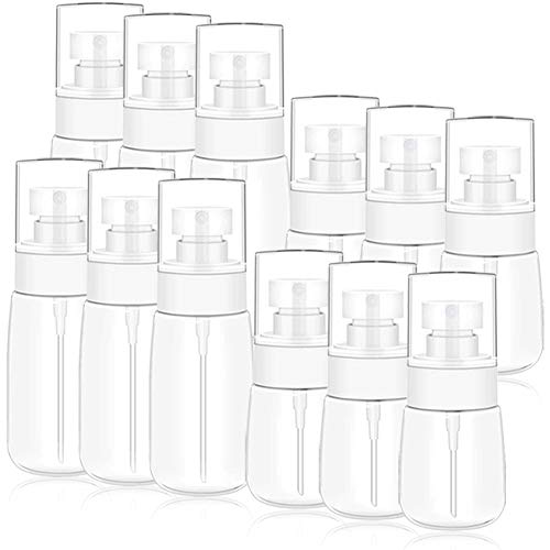12 Pcs Travel Size Spray Bottles 1oz & 2oz, MEACOLIA Fine Mist Small Spray Bottle for Hair Empty Clear Plastic Mini Mister Spray Bottle Refillable Travel Containers for Cosmetic Skincare Perfume