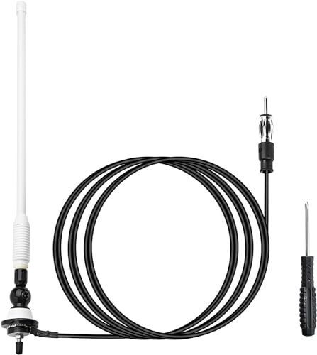 RED WOLF Antenne radio FM AM stable en caoutchouc blanc très flexible pour VTT, UTV, bateau, yacht, tracteur, camion, VHF 40 cm