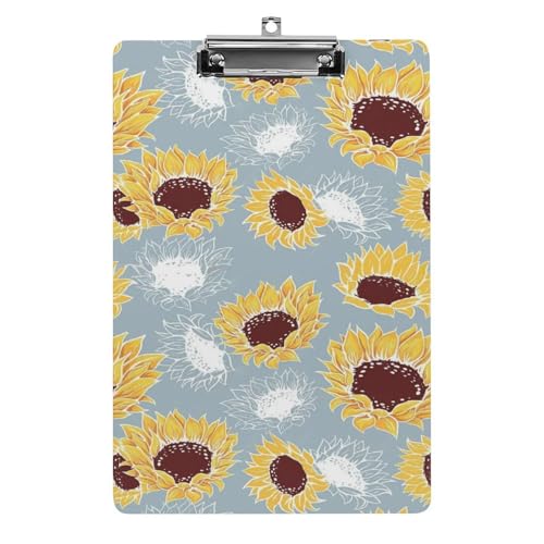 向日葵 ひまわり グレー 会議パッド アクリル板 ワードパッド ライティングパッド プレートクランプ フォルダーボード 壁掛け 便利 文房具 クリップホルダ ルーズリーフバインダー フォルダ 書類ホルダー 用箋挟み A4 オフィス用品
