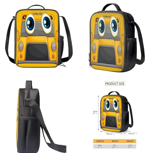 Cartoon School Bus Print Kids Backpack Set with Lunch Box Pencil Case for Boys Girls Elementary Primary Schoolbag Set of 3 Satchel Rucksack Casual Shoulder Bag Daypack3