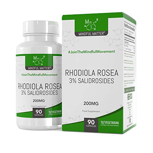 Rhodiola Rosea Tablets - 200mg Mindful Matter | 3% de contenido de salidrosida | PARA LA ENERGÍA | Aumenta el rendimiento cognitivo y la resistencia