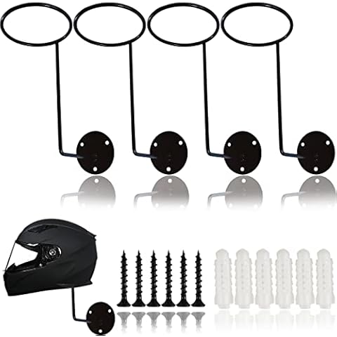 TIHOOD 4PCS Helmet Holder, Metal Stand Wall Mounted Hanger Rack for Jacket, Hats, Multifunctional Helmet Rack, Motorcycle Accessories Cover