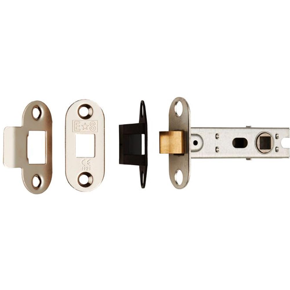 Loops Nickel Plate 76Mm Bolt Through Tubular Door Latch Rounded Strike Plate Forend D