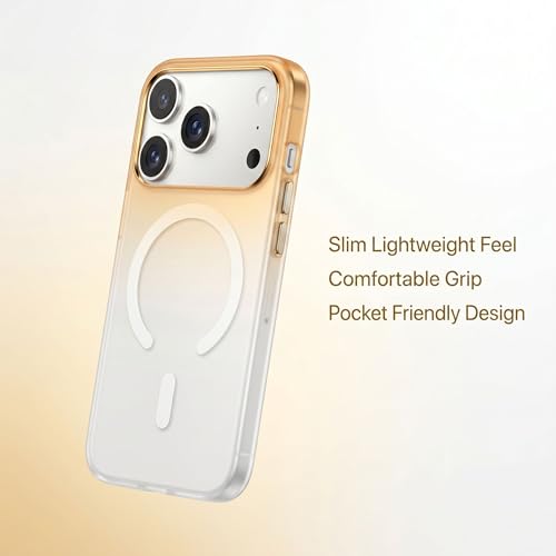 Image of amazon basics Paper Thin Case Cover for iPhone 17 Pro | Matte Finish | Gradient Case, Shaded Color | Compatible with magsafe | (Orange White, iPhone 17 Pro)